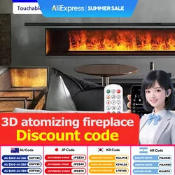 수증기 벽난로 가짜 불꽃 실내 전기 벽난로 가습기 원격 제어 APP 색상 변경 LED 벽걸이 형 임베디드 3D TV 장식 분무 벽난로