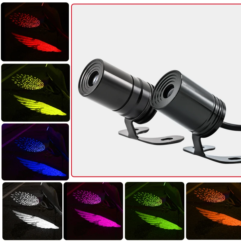 سيارة كهربائية أجنحة الملاك الملونة ترحيب ضوء الإسقاط دراجة نارية تعديل عالمي LED أجنحة دراجة نارية ديكور Atm