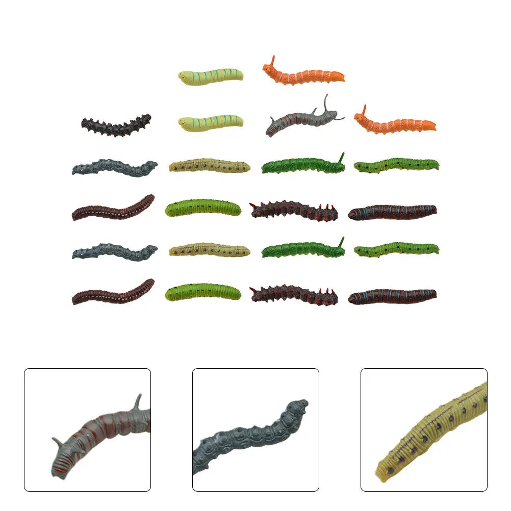 

22Pcs Simulation Caterpillars Realistic Prank Props Scary Halloween Party Supplies Trick Accessories Plastic Game Props