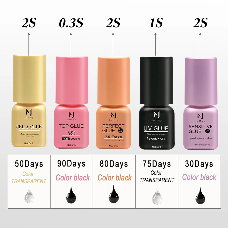 JOMAY Eyelash Glue for Lash Extension 0.3S 2S Super Fast Strong Adhesive for Professionals Suitable for Sensitive Individuals