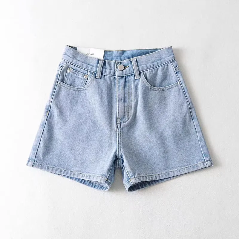 Faionable cintura alta ort jeans verão nova chegada 202 algemado perna larga denim orts em quatro cores para mulheres jovens