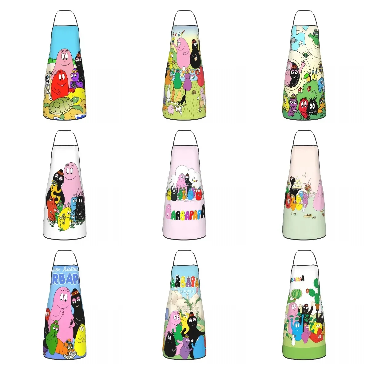 Unisex Barbapapa Enjoy Holiday Bib Apron Adult Women Men Chef Tablier Cuisine for Cooking Kitchen Cartoon Painting