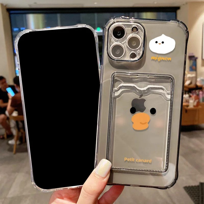 Card Slot Clear Case For iPhone 15 Case iPhone 17 Air 16e 16 Pro Max 11 12 13 14 15 XR XS Max Soft Silicone Pocket Wallet Cover