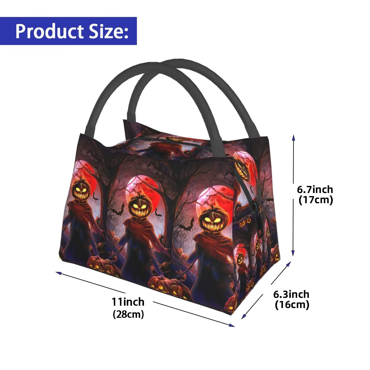 Halloween Pumpkin Scarecrow Insulated Lunch Bag for Women Children Portable Food Boxes Thermal Lunch Box Tote