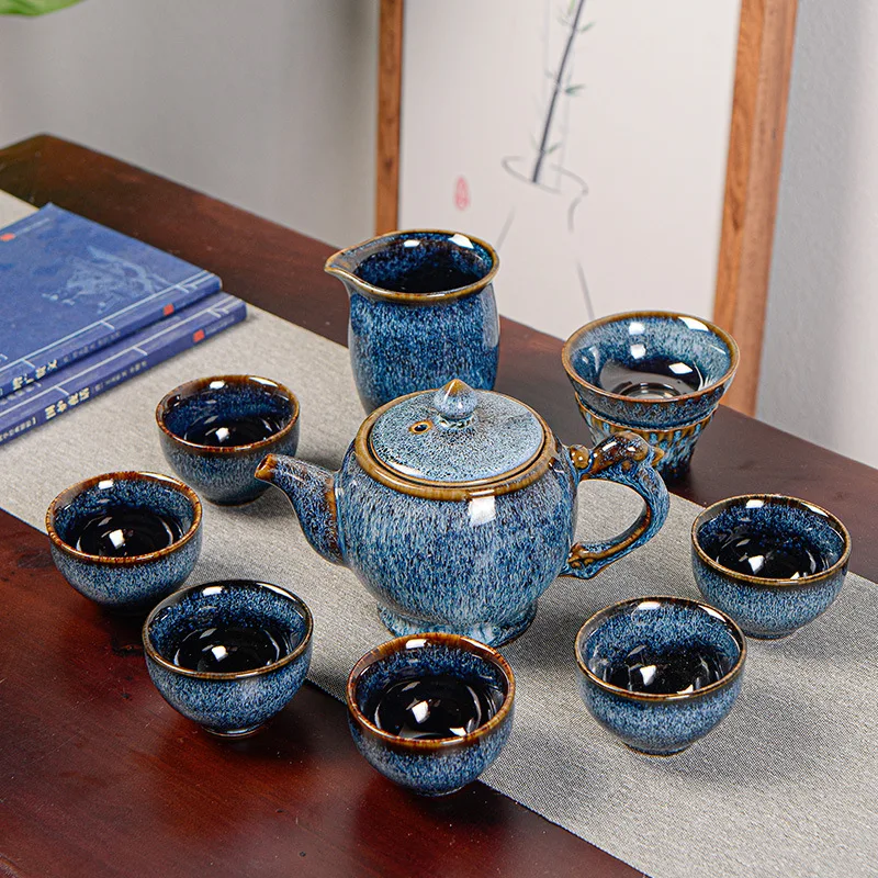 New Creative Kiln Transformation Building Cup Gulong Brushed Tea Set Kung Fu Ceramic Teapot Teacup