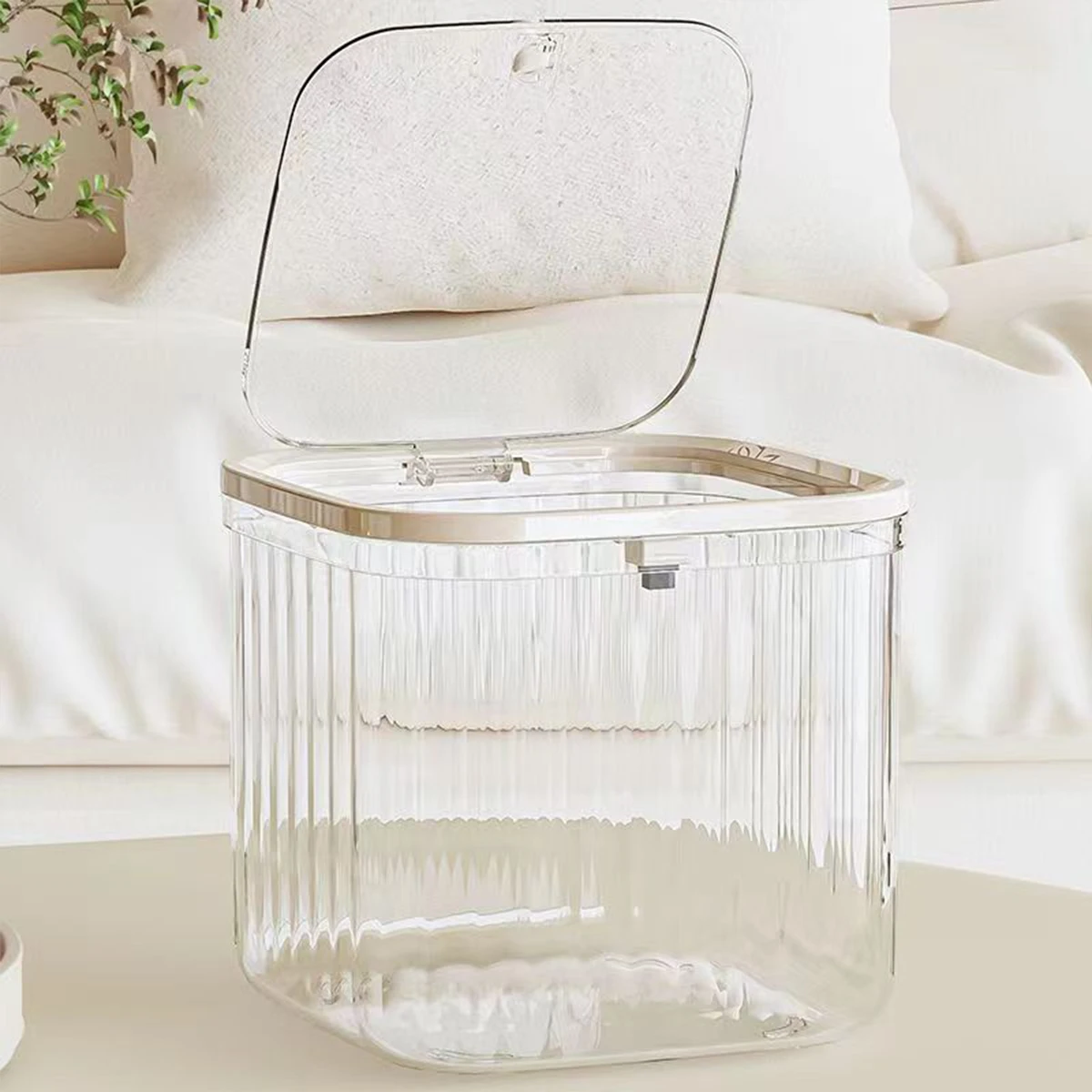 1pc Mini Desktop Wastebasket Transparent High-value Countertop Paper Basket Household Bedroom Bedside Small Wastebasket