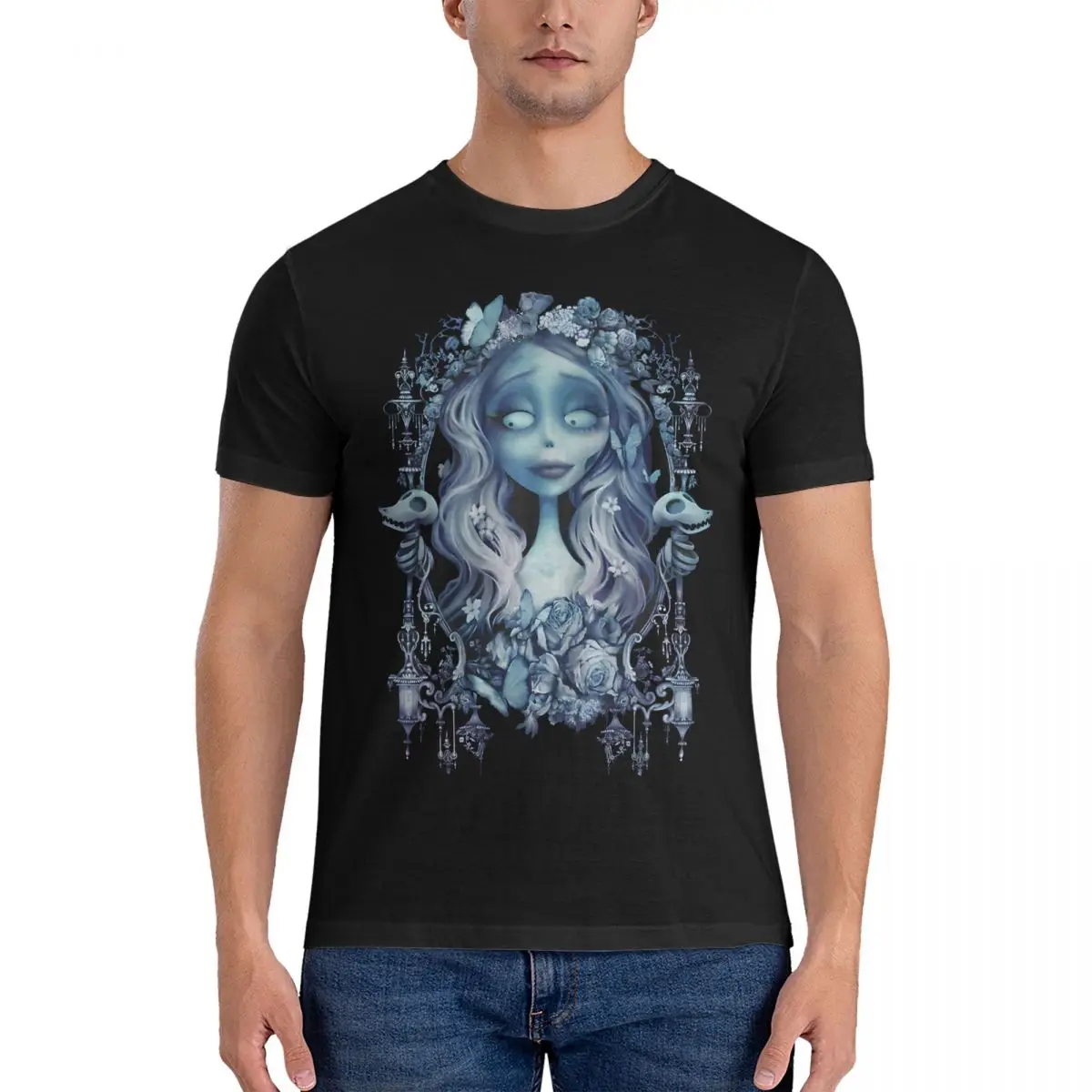 Wedding In The Night T Shirts Men's Cotton Humor T-Shirt Crew Neck Corpse Bride Tees Short Sleeve Clothing 6XL