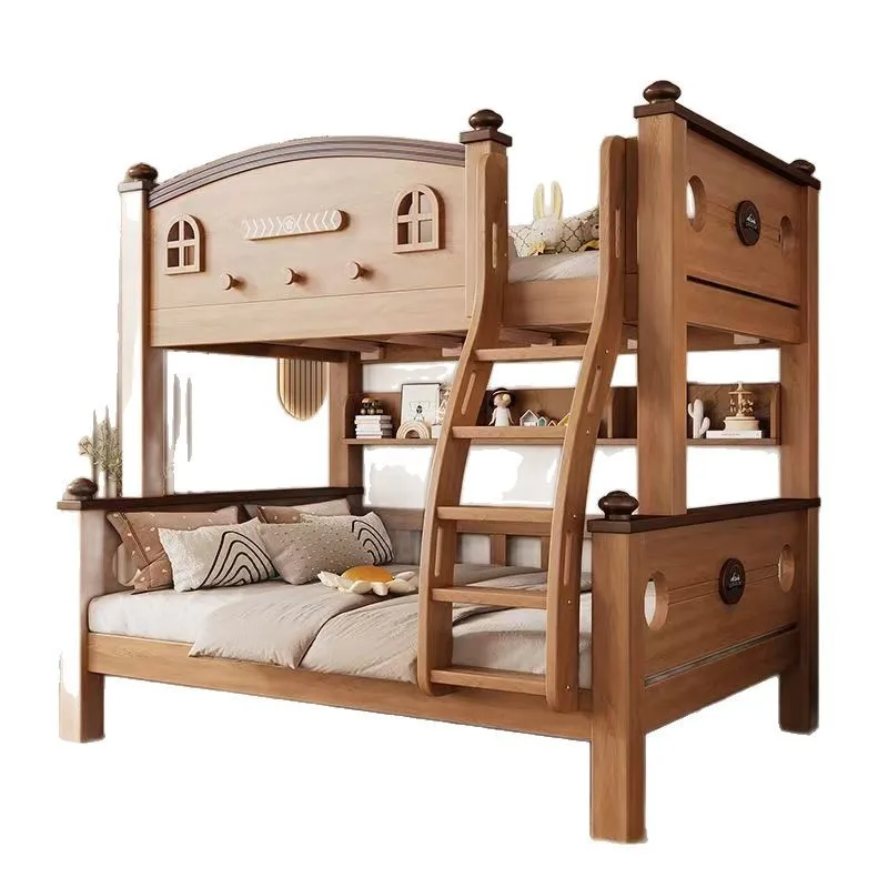 and lower beds Bunk beds Multifunctional high and low children and mothers Two-layer upper and lower bunks Thickened wooden beds