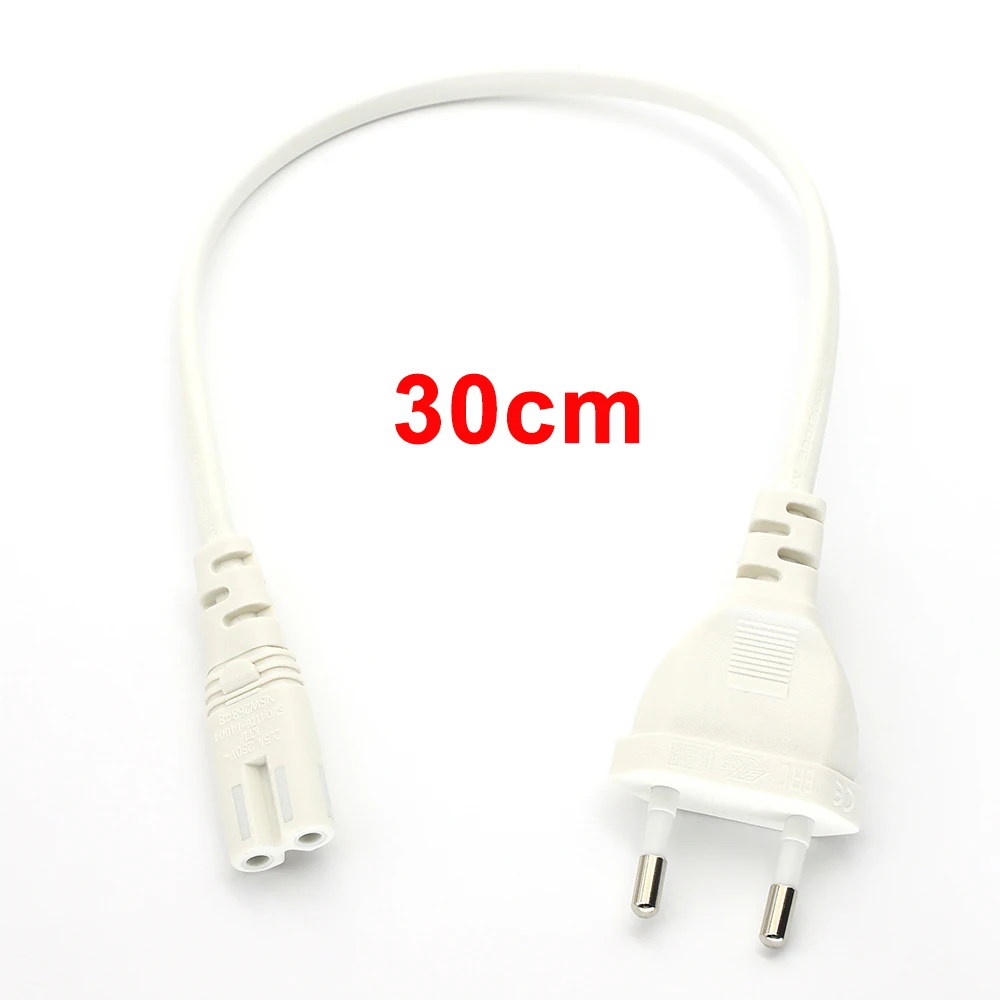 

0.3M EU Power Cord Europe 2 Prong Plug to IEC C7 Figure 8 Power Extension Cord For Samsung LG Sony LED TV Monitor Charger 1pc
