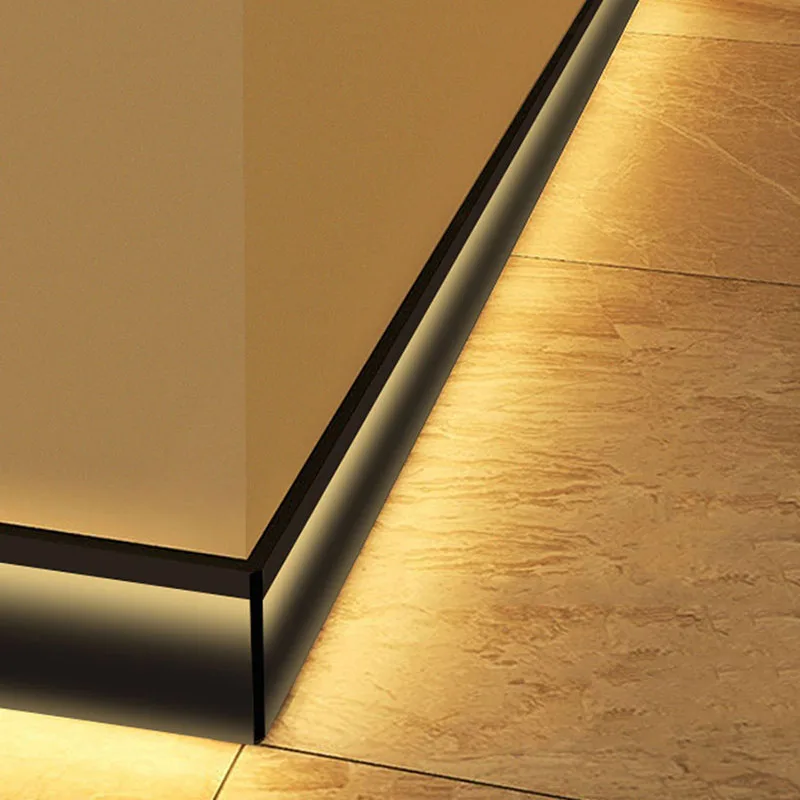 0.5/1M/pcs H65Mm Skirting Board Led Grey/gold Aluminum Profile Floor Corner Wall Decor Protect Base Board Whit Led Backlight