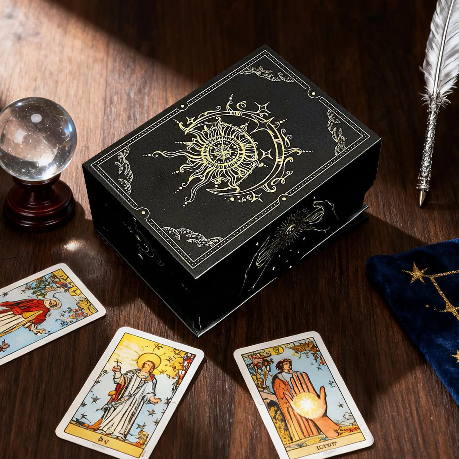 

Tarot Box Magnetic Lid Ergonomic Lightweight Organizer Card Deck Box Storage For Indoor Jewelry Keepsakes Meditation Divination