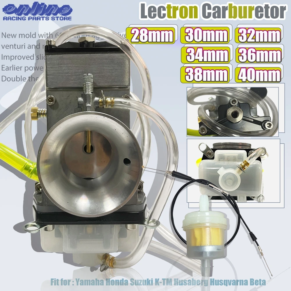 

38mm 40mm Lectron High Velocity Adjustable Power Jet Carburetor With Cable For Honda YZ250F KX250F RMZ250 CRF250R CRF450R Enduro