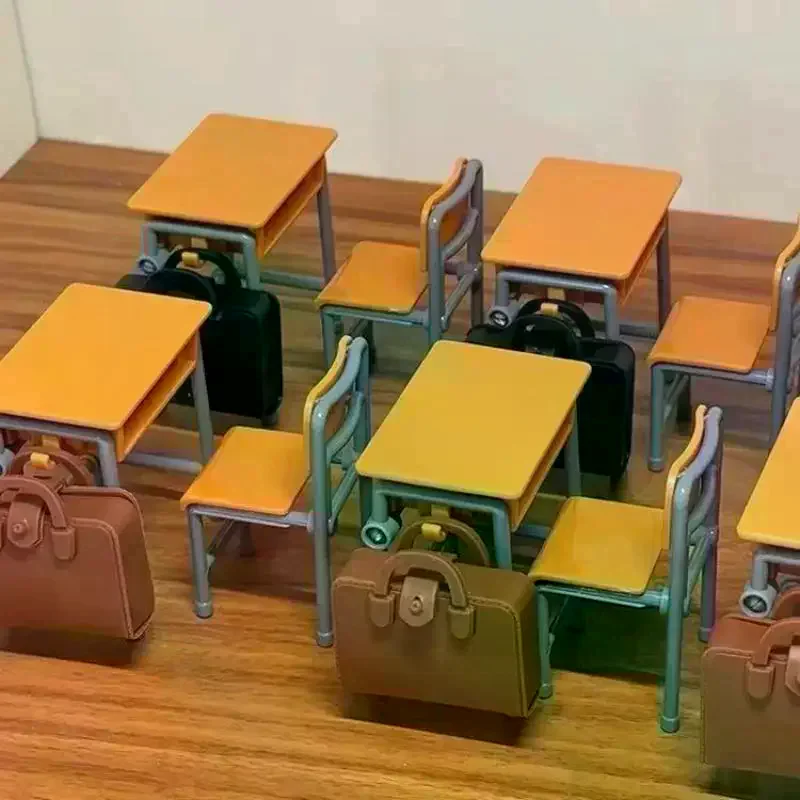 3/6PCS 1/12 Dollhouse Miniature Classroom Backpack Ornaments Leisure Vintage Mini Desk Simulation Schoolbags Furniture Model
