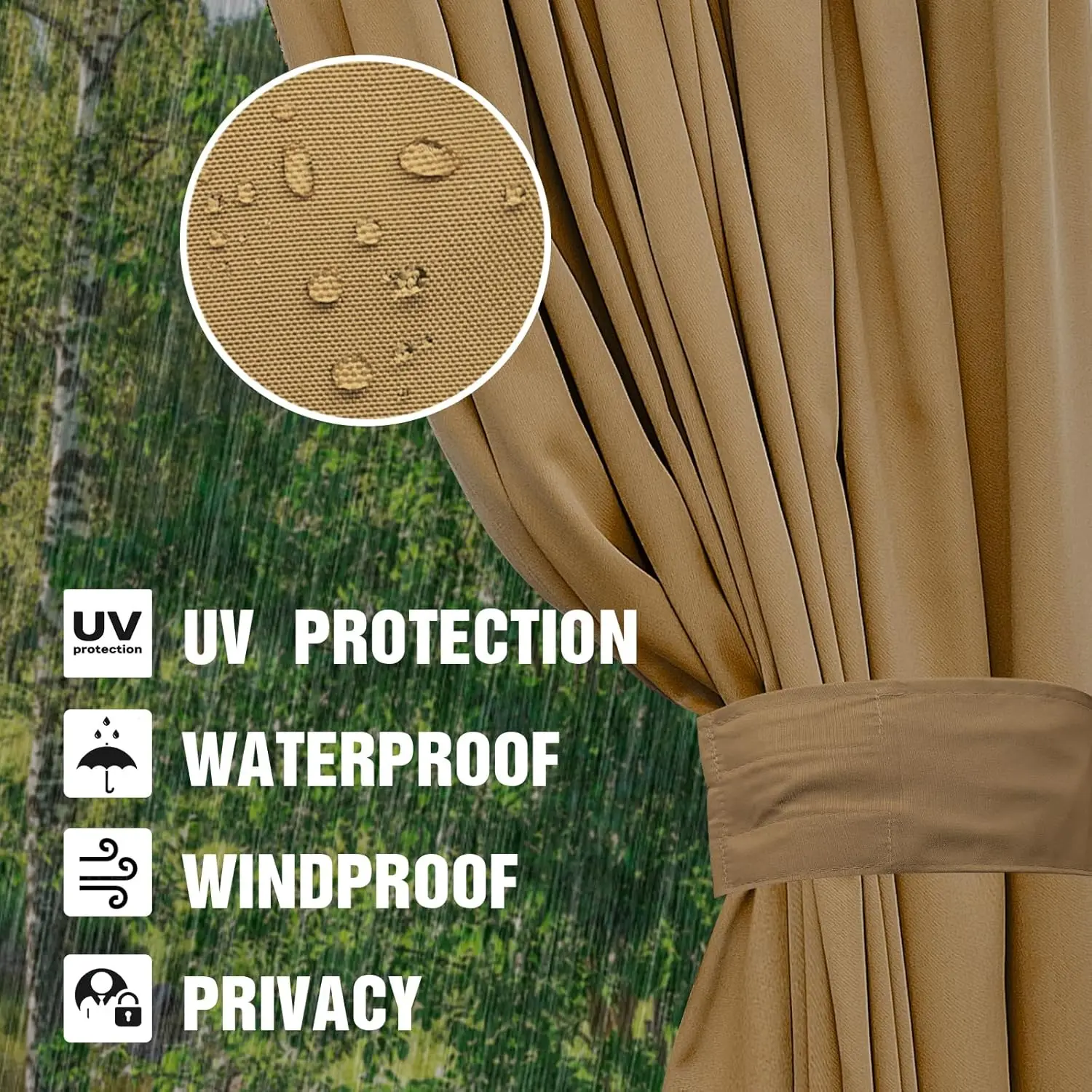 Any Size Custom  Modern Waterproof Wind UV Resistant Shade Curtain Easy Install Affordable Outdoor Garden Gazebo Patio Backyard