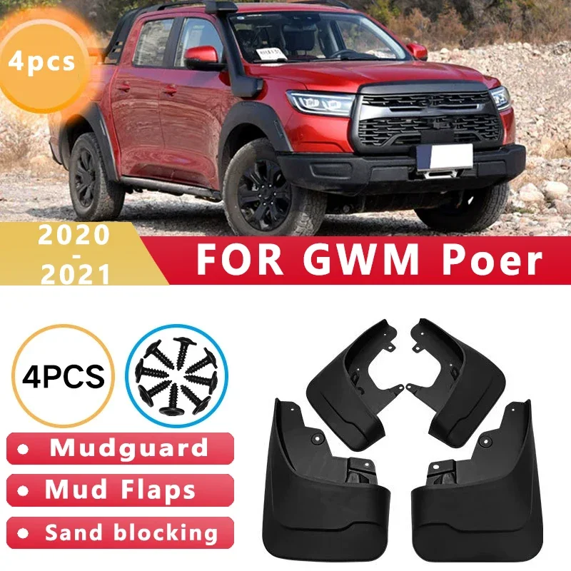 

Mud Flaps Fit for GWM Poer 2020-2021 Mudguards Tire Fenders Splash Proof Accessories Wheel Guards 4ps