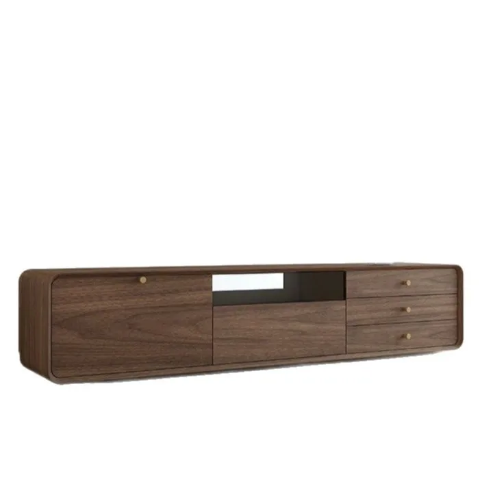 

2025 new ins modern simple French literary TV cabinet living room solid wood thickened floor coffee table TV