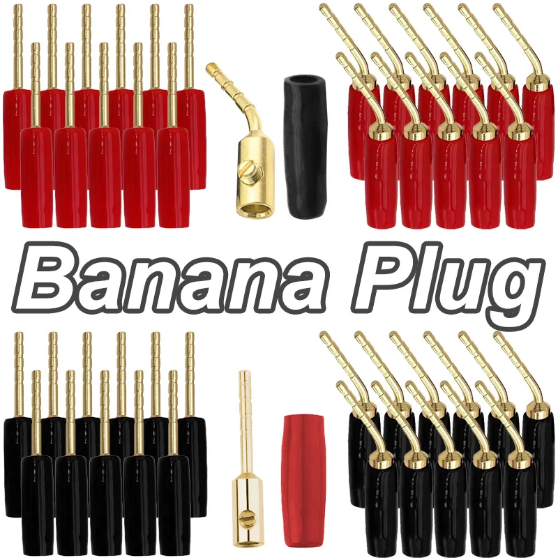 4/10Pcs 2mm Banana Plugs Elbow Bend Pin Male Straight Plug Banana Plug Connector for Audio HIFI Speaker Adapter