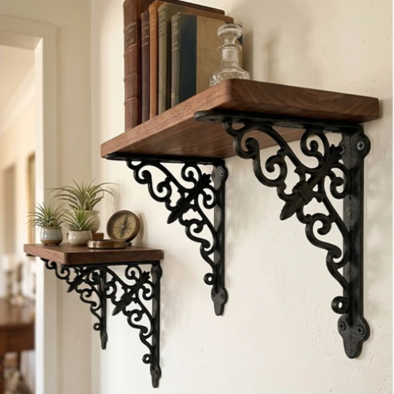 2pcs Nordic Retro Cast Iron Triangular Support Frame Wall Decoration Home Restaurant Coffee Shop Bar Decoration Fixed Bracket