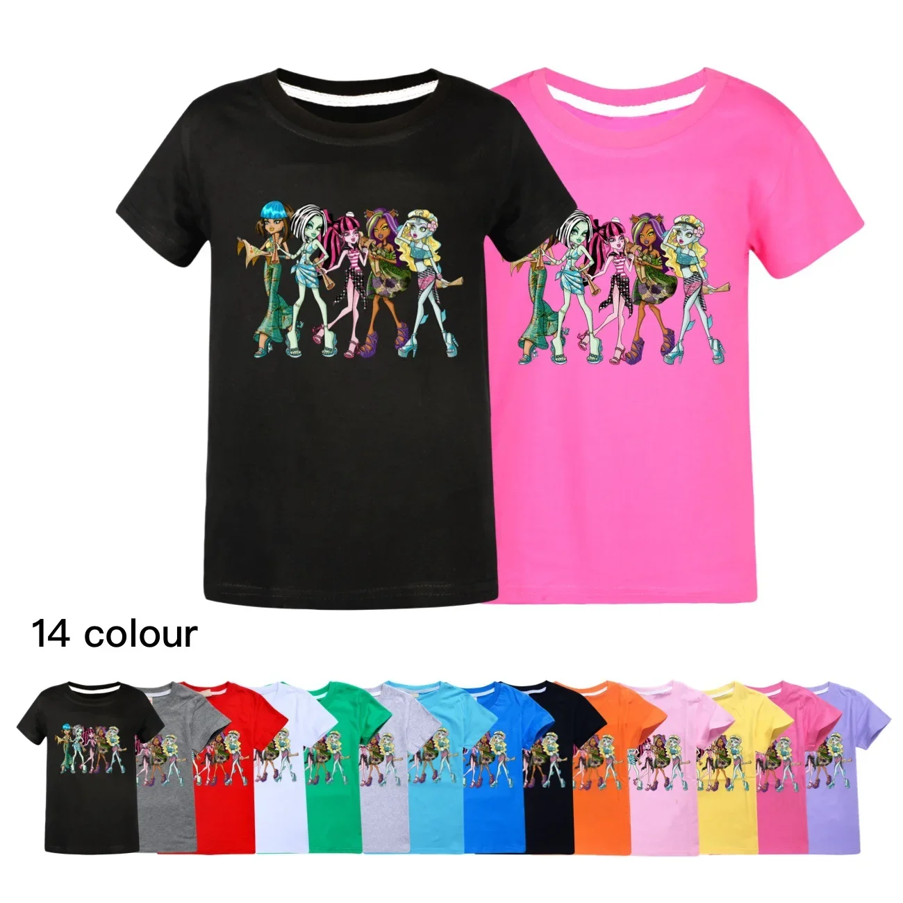 

New Monster High T Shirt Kids Short Sleeve Tshirt Teen Boys Summer T-shirt Baby Girls Cartoon Clothes Children Casual Tops