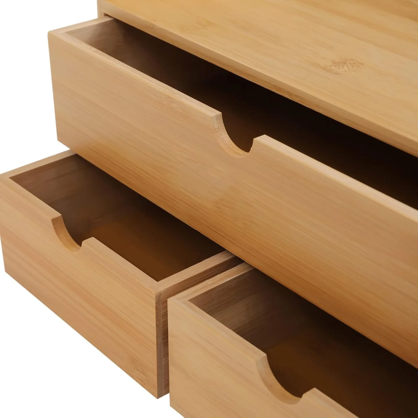 Bamboo Storage Box, Mini-Tabletop Craft Box Cosmetic Storage Drawer with Handle, Desk Sorter for Notes, Paper Clips, Bills, Pens