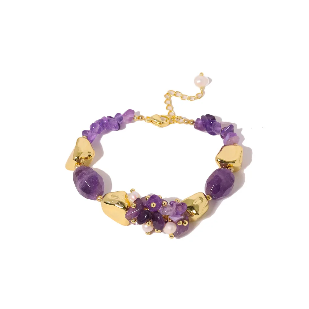 

Amethyst Natural Pearl Bracelet Niche High-end Versatile Simple Bracelet Sweet Fashionable Atmosphere Hand Accessories Wholesale