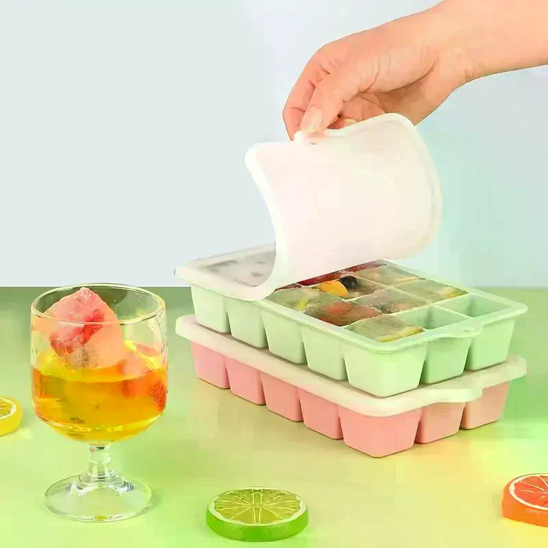 Food-grade Silicone Large  Tray Mold Stackable Extra-large Lce Cube Square Tray Mold DIY Ice Maker  Tray 15Grid