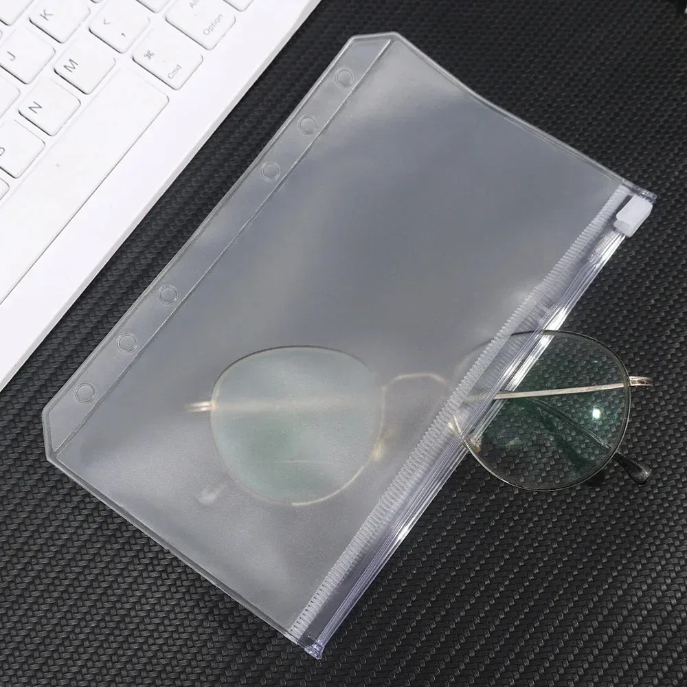 

6Pcs New A6 6-Hole Binder Pockets Waterproof Transparent Savings Challenge Binder Pockets PVC Receipt Bag Zipper Binder Pouches