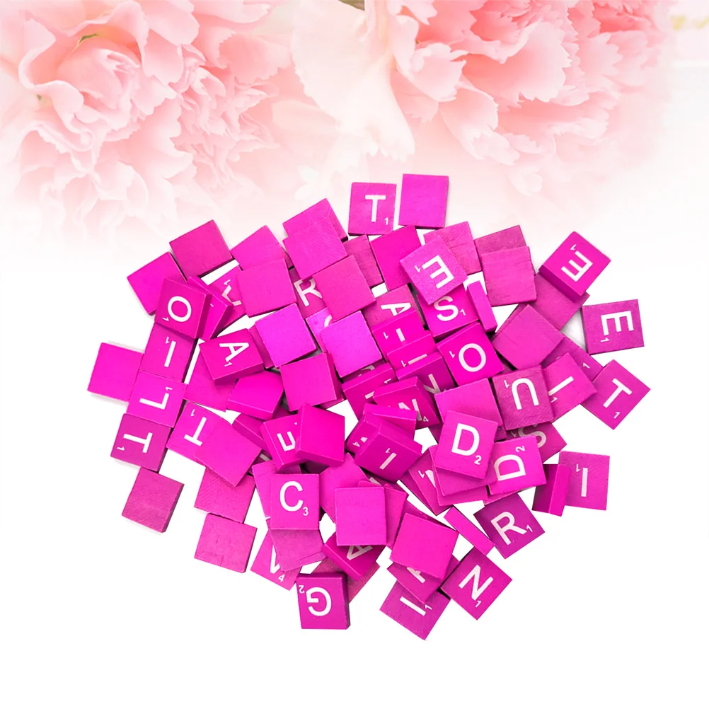 100 pièces Alphabet Puzzle Cubes en bois naturel rose blocs de bricolage pour bébé éducatif copeaux de bois décor jeu Puzzle