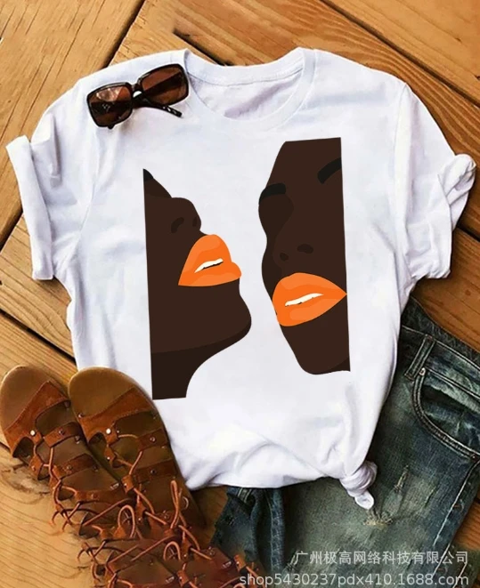 Women's 2024 Summer Popular Print Short Sleeve Round Neck Casual T-shirt Student Short Sleeve Trend