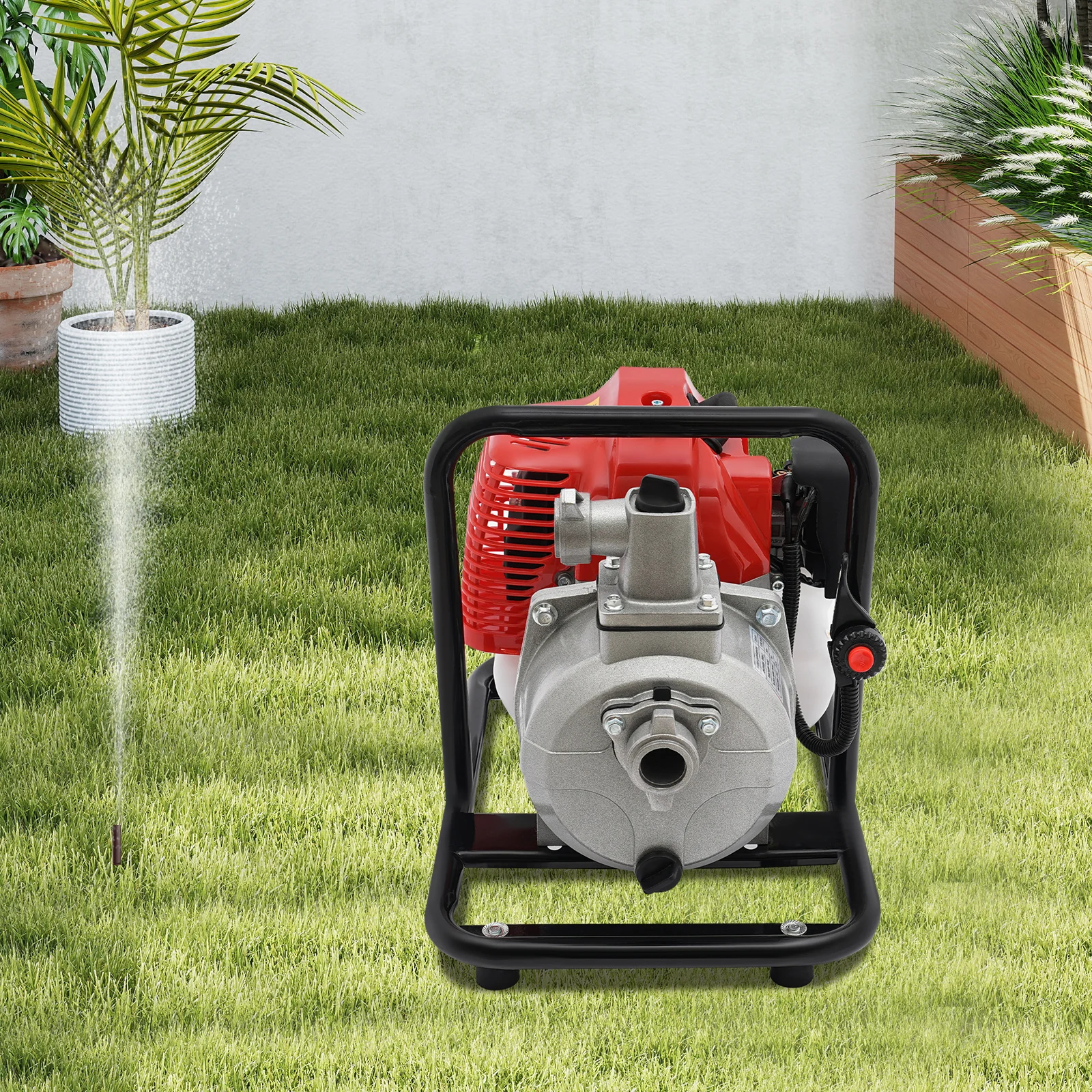 

Бензиновый двигатель 1.7 л.с., 43 куб. см, 2-тактный, бензиновая водяная помпа 8000 л/ч, садовая помпа 1 дюйм для полива газонов и очистки бассейнов