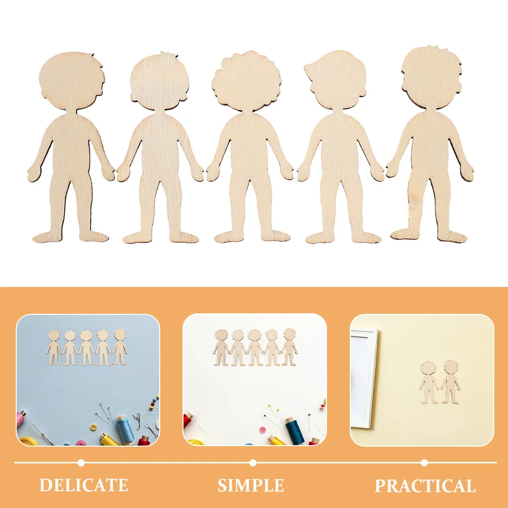 100Pcs Unfinished Wooden Cutouts Variety Patterns Creative Design Safe Material DIY Craft Projects Natural Wood Cutouts