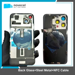 Back Glass Housing Cover with Pre-install Metal Plate + Wireless NFC MagSafe Magnet with Flex Cable for iPhone 15 15promax