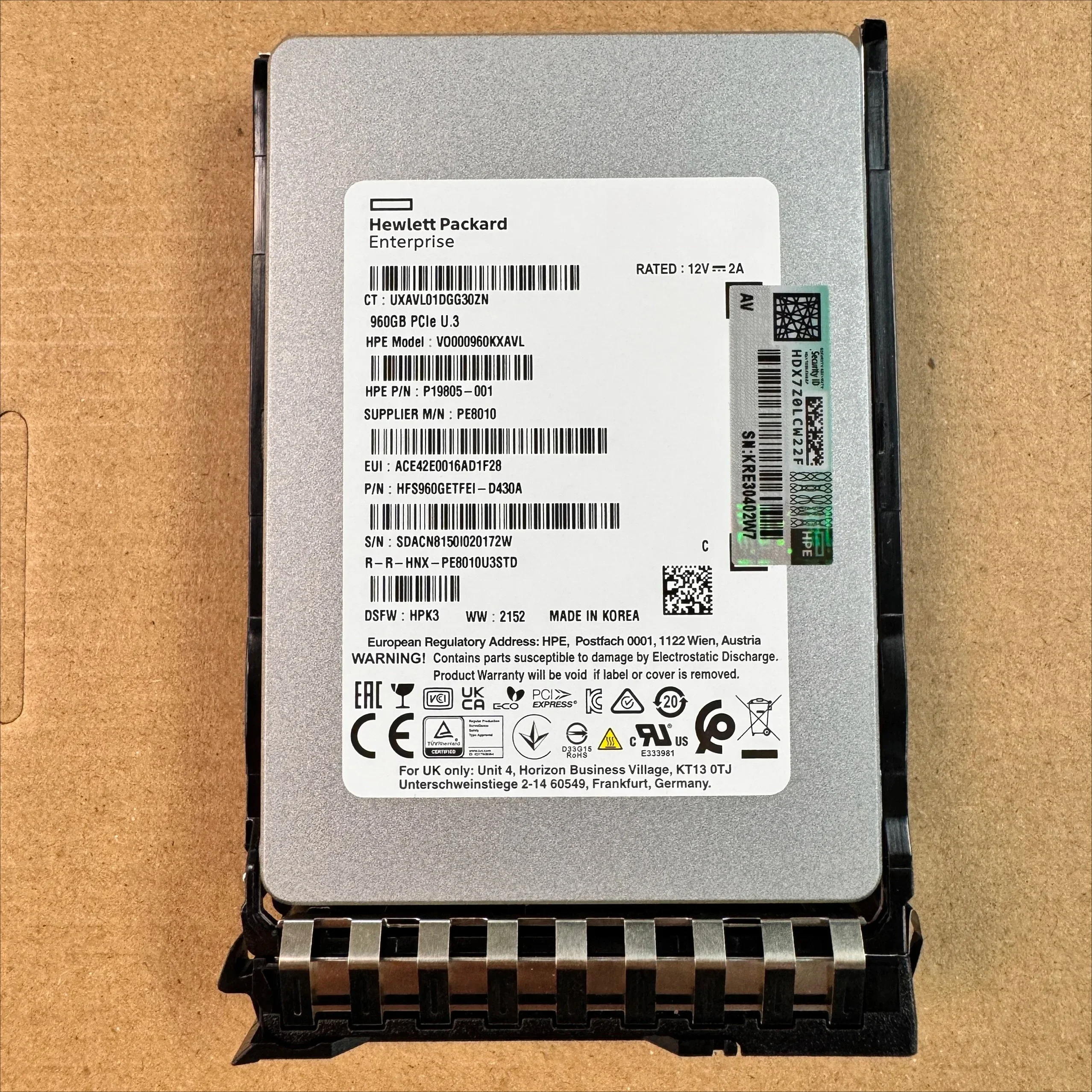 H PE 960G U.3 NVMe GEN4 G11 G10 Enterprise Solid State Drive 2TB Interno Externo SATA 3.0 Sem Fio para Uso em Servidores de Computador
