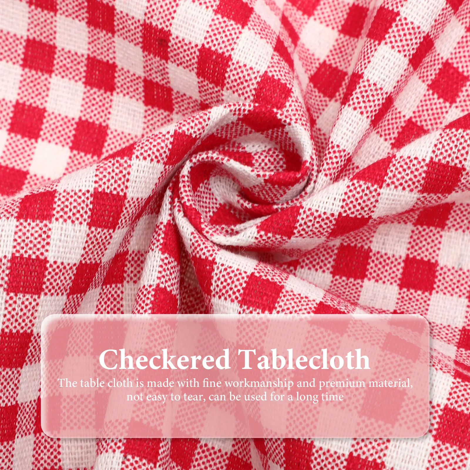 

Decorative Round Checkered Tablecloth Dining Table Cloth Tassel Restaurant Home Office Table Cover Protective Decorative