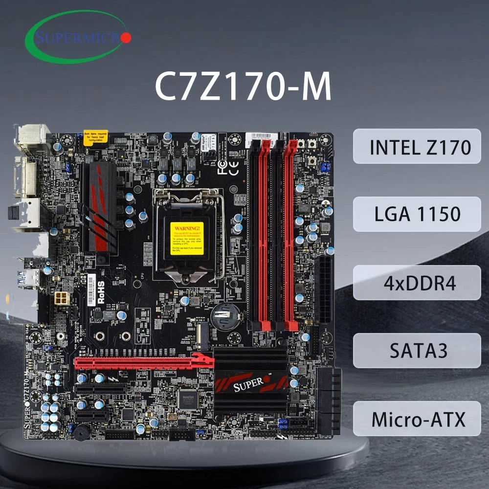 

SUPERMICRO C7Z170-M Motherboard LGA 1151 Support i7 7700K 6700K i5-7600K 6500 i3-7350K 6300 CPU Intel Z170 4xDDR4 64GB HDMI mATX