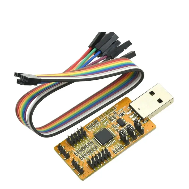 

Модуль A37T-USB для интерфейсов UART, I2C, SPI, 8 цифровых входов/выходов, тестер NRF2401, 4-канальный АЦП, 4-канальный ШИМ-модуль