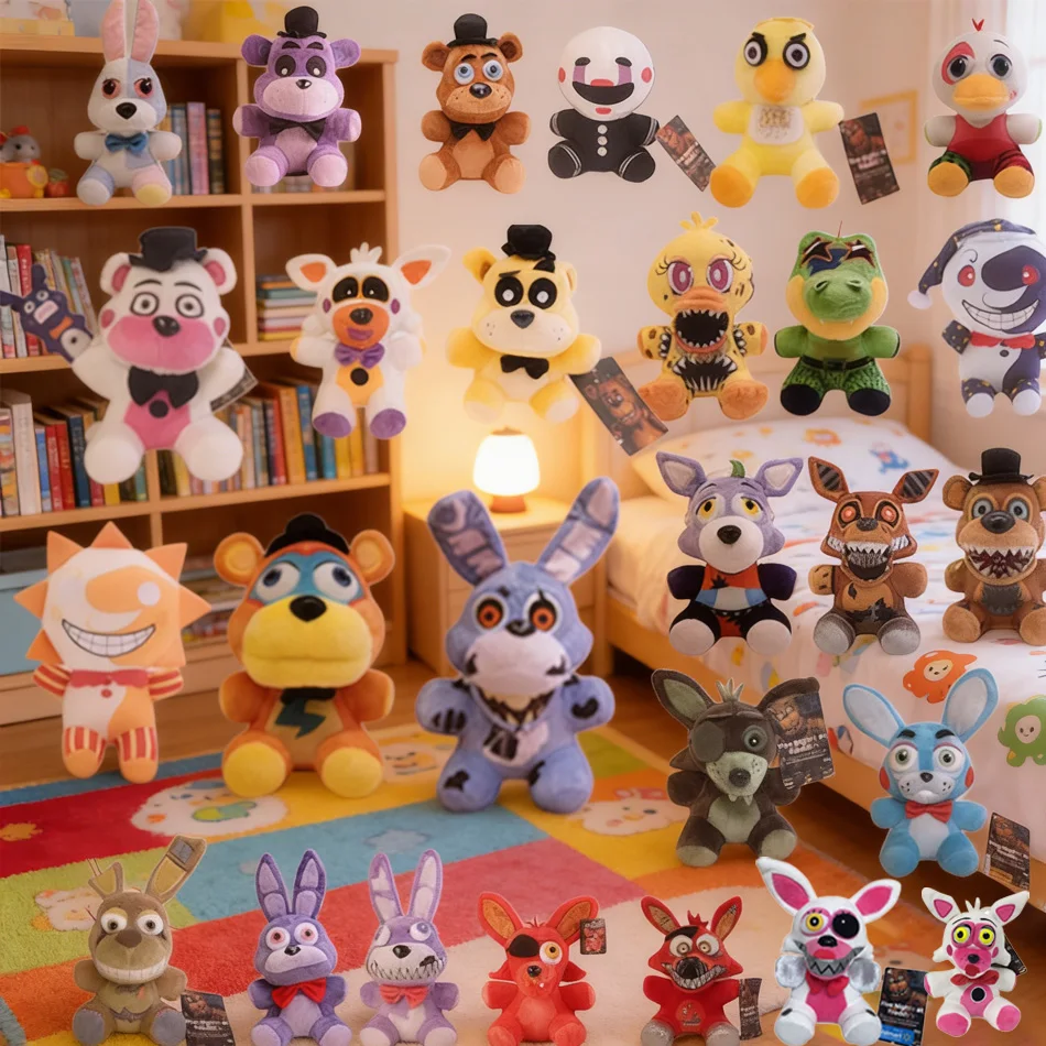 خمس ليلة في فريدي Fnaf لطيف ألعاب من القطيفة لعبة دمية 18 سنتيمتر بوني بير ماكر الكرتون محشوة الدمى فريدي لعب للأطفال هدايا