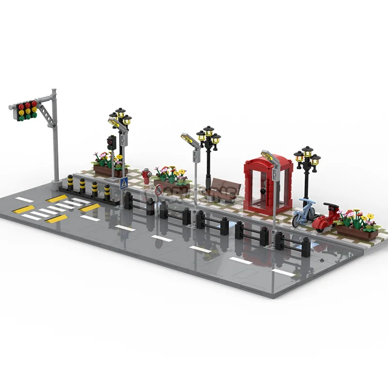 Marumine City Street View Road 242-649PCS Town Overline Bridge Base Road Traffic Light Building Model Kit MOC DIY Block Brick