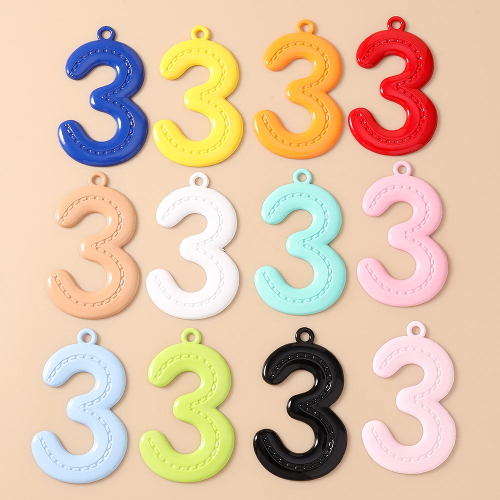 Leslie 5 Stück 51 mm niedliche 0-9 Zahlenanhänger für Schmuckherstellung, DIY Ohrringe, Anhänger, Halsketten, Armbänder, Bastelbedarf – Detail 15