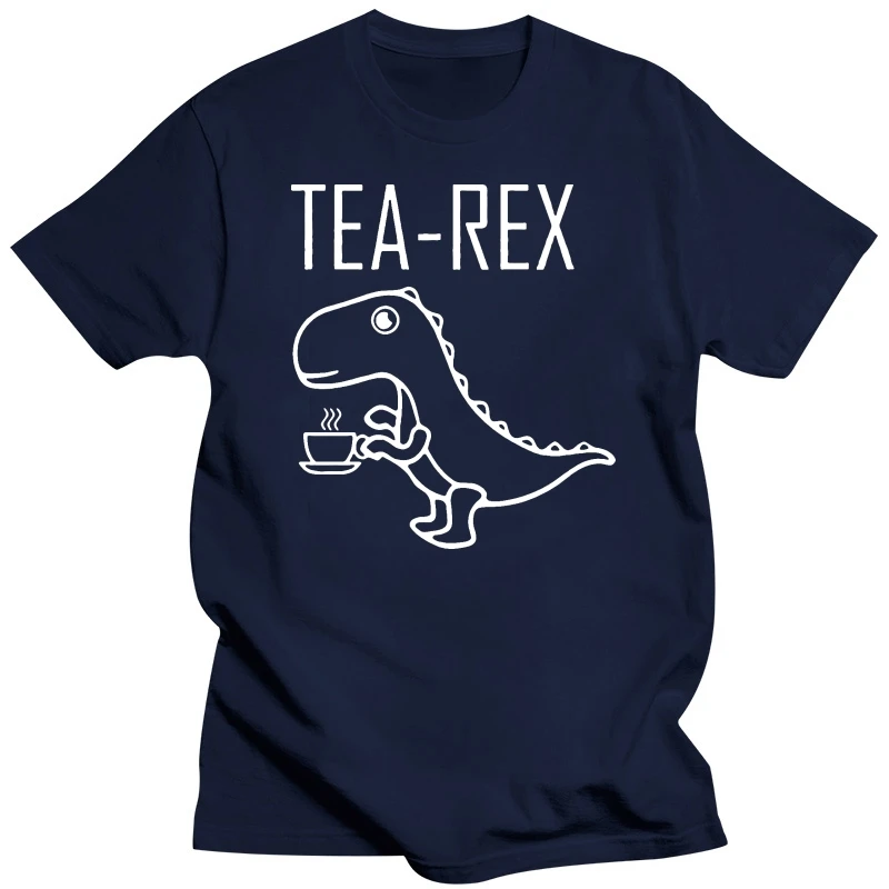 Summer Fashion Street T-Shirt Tea rex mens funny joke pun dinosaur drink coffee novelty gift Cotton Summer Mens T Shirt