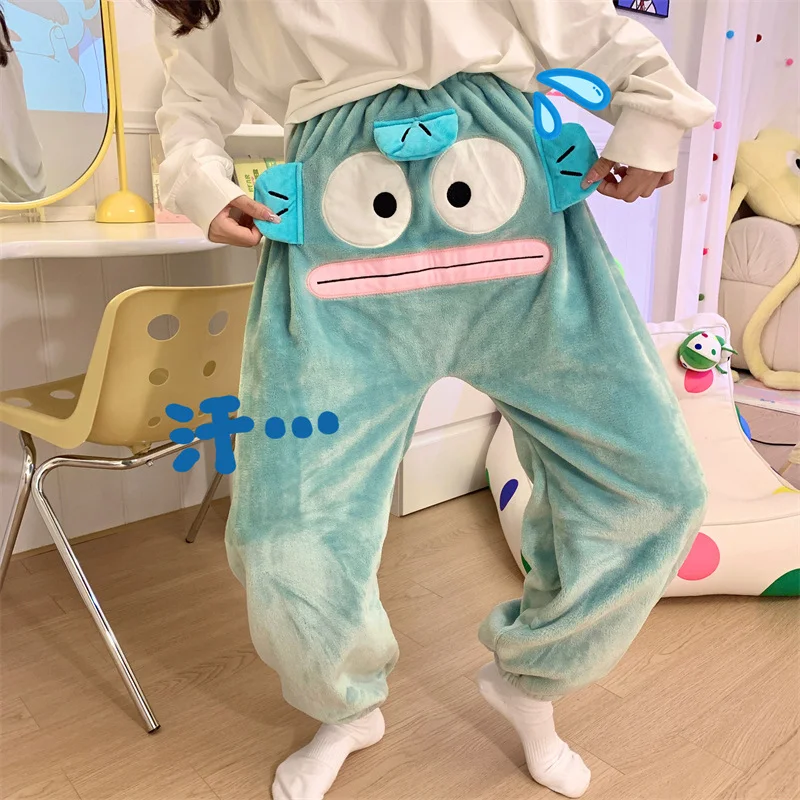 Ugly fish Hanton coral fleece sleeping pants women\'s winter plush soft warm cute funny walking pants home pants