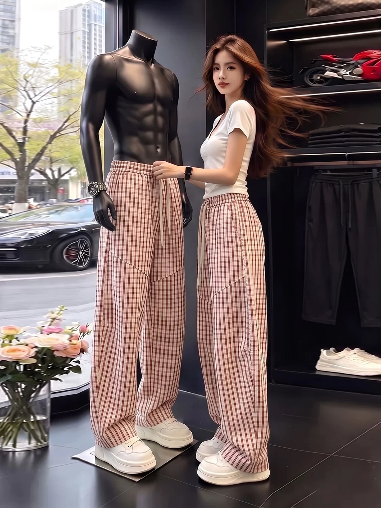 Loose Wide Leg Pants Men's Autumn Bubble Cloth Straight Leg Casual Loose Feeling Comfortable Slimming Straight Cut Trousers