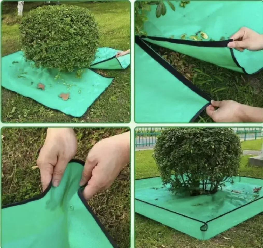 2m (78.7ft) Leaf Collection Tarp, Four-Corner Design, Reusable Gardening Mat for Tree and Shrub Pruning, Plant Repotting, and Cleaning Garden Debris