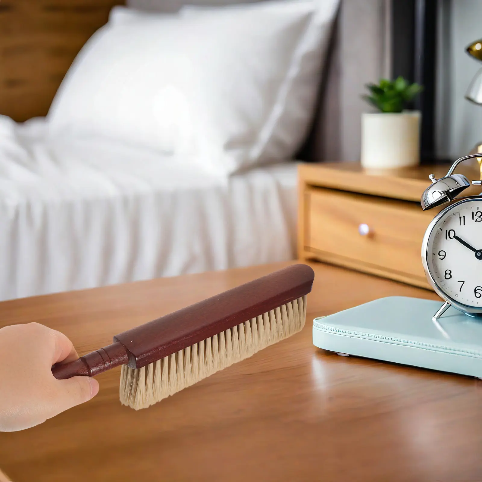 Wooden Bench Brush Soft Bristle Fireplace Cleaning Brush for Countertops Tables Cabinets Sofa Beds and Crevice Dust Removal Home