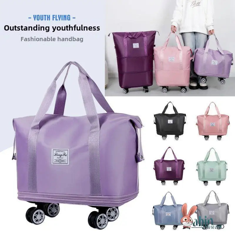 

Легкая портативная дорожная сумка на универсальных колесах для коротких поездок, женская складная сумка большой вместимости для деловых поездок