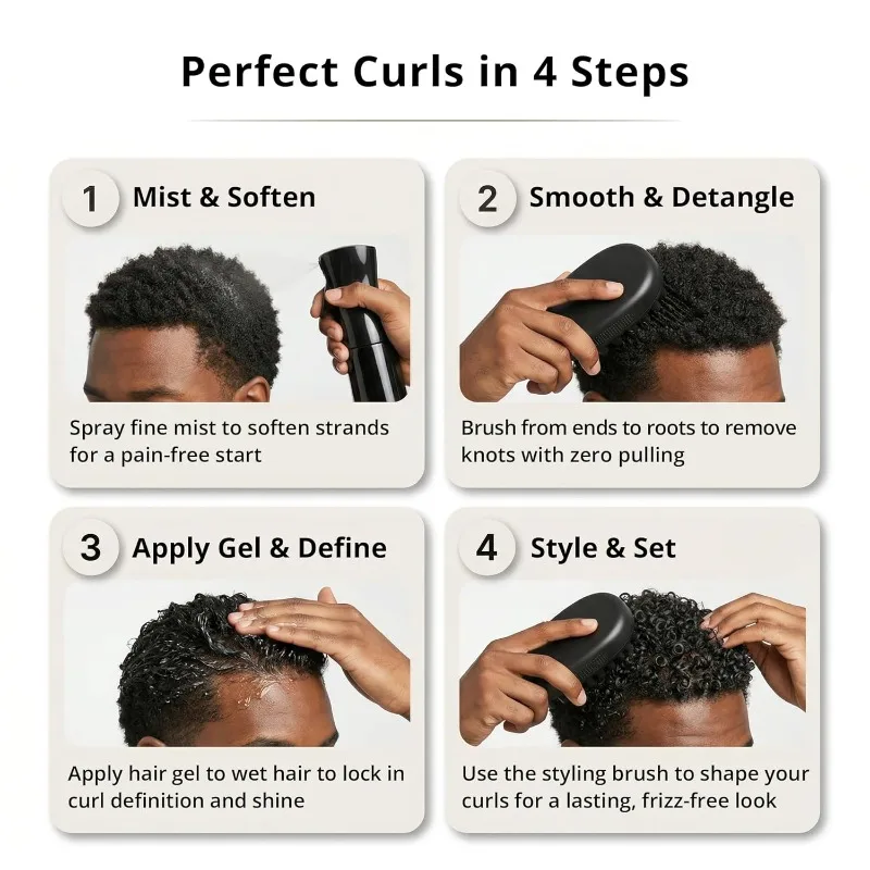 3Pcs Hair Styling Tool Set African Braid Twist Sponge Brush Hair Pick Comb Refillable Water Spray Bottle for Curly Hair