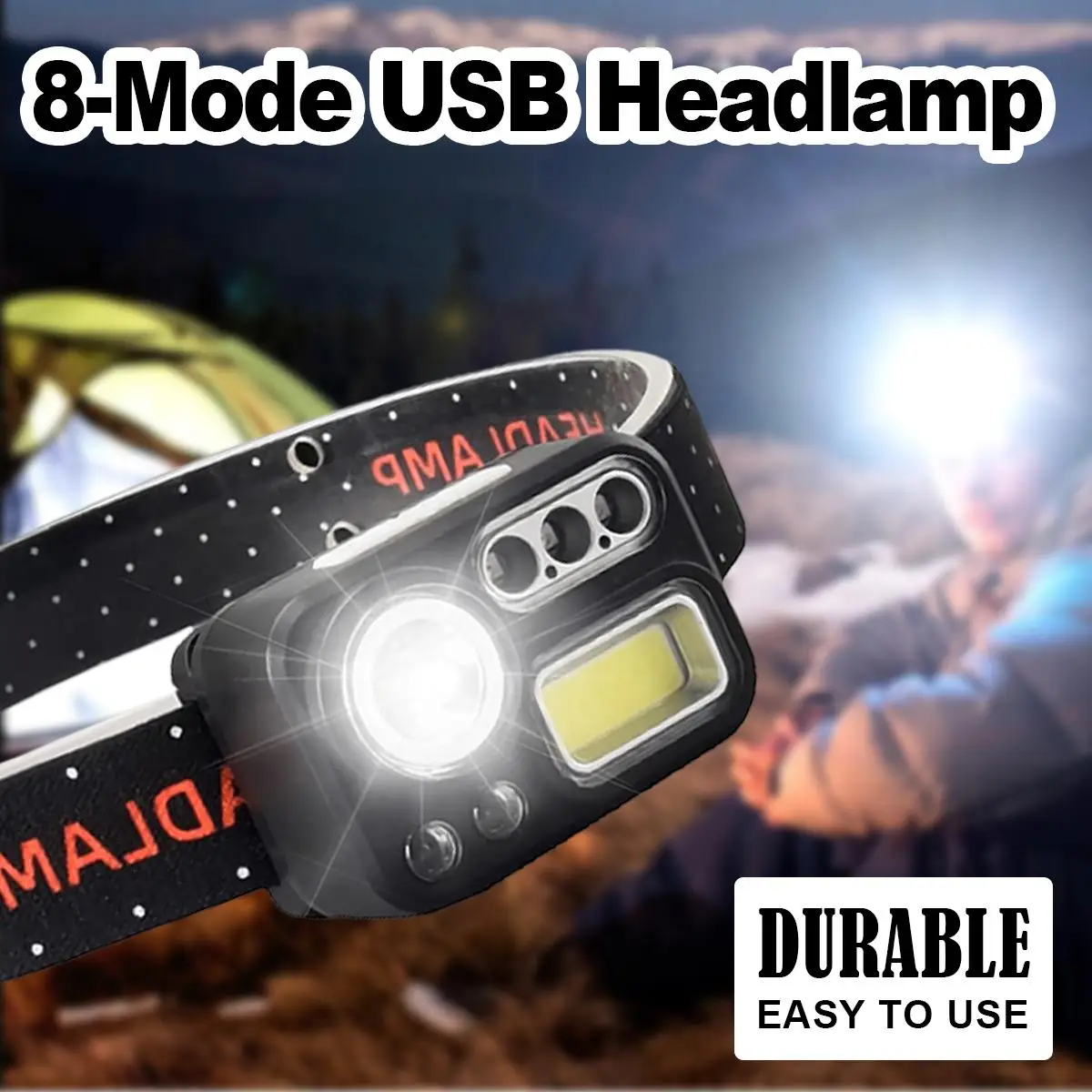 

Red/green/white/uv 8 Modes Led Headlamp Headlights For Rechargeable Flashlight Light Sensor Motion Night Usb Work Front Portable