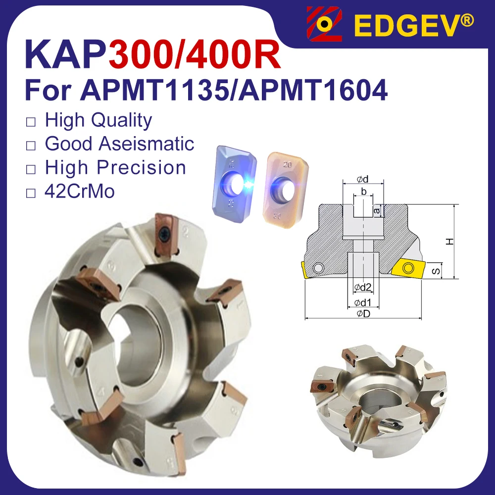 

APMT1135 APMT1604 APKT APMT Insert Milling Cutter Disc KAP300R KAP400R CNC 75 Degree Face Milling Cutter Head