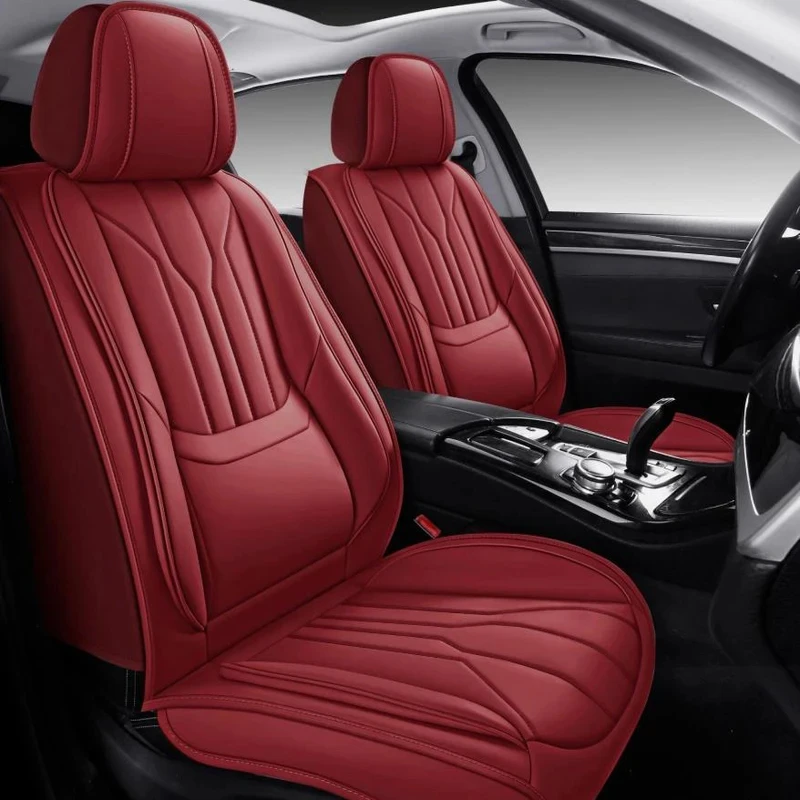 Auto Parts Premium Leather Seat Covers 5-Seat Full Set for Split Seats Total Coverage Interior Tuning Universal Fit