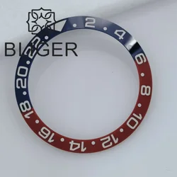 BLIGER Original Ceramic Blue Red Bezel Insert Ring 24 Hours GMT 38mm*30.5mm for High Quality SUB Watch Case Replaced Accessories